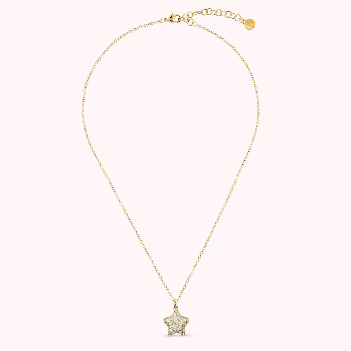 Collana con Pendente Stella in Pavè di Cubic Zirconia Placcata Oro 18Kt