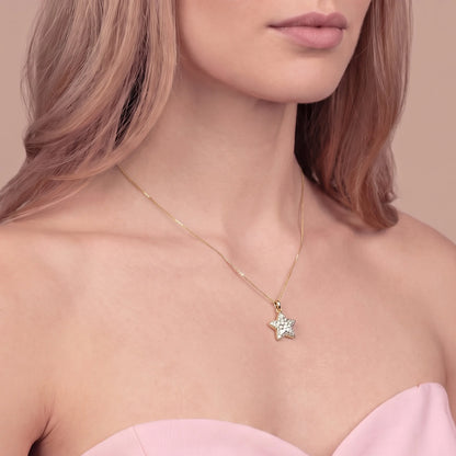 Collana con Pendente Stella in Pavè di Cubic Zirconia Placcata Oro 18Kt