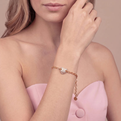 Bracciale con Cuore in Pavè di Cubic Zirconia Placcato Oro 18Kt