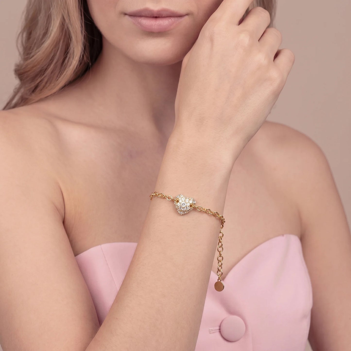 Bracciale con Cuore in Pavè di Cubic Zirconia