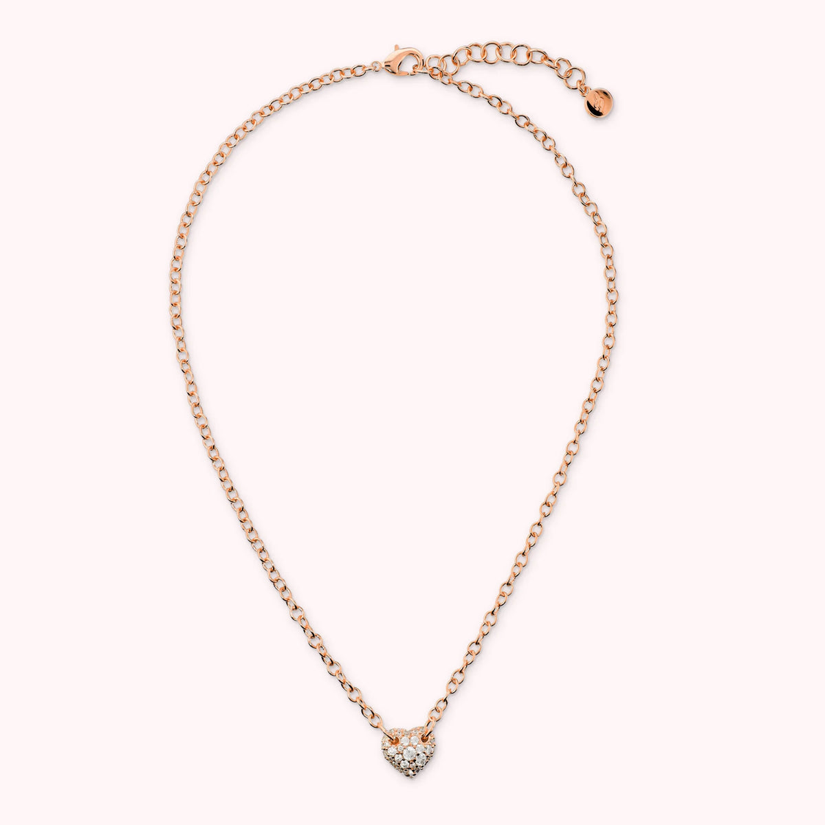 Collana Rolò con Cuore in Pavè di Cubic Zirconia