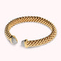 Bracciale Semi-rigido Aperto Maglia Popcorn con Estremità in Pavè di Cubic Zirconia