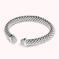 Bracciale Semi-rigido Aperto Maglia Popcorn con Estremità in Pavè di Cubic Zirconia