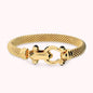 Bracciale Maglia Popcorn Semi Rigido con Spinelli Neri Cabochon