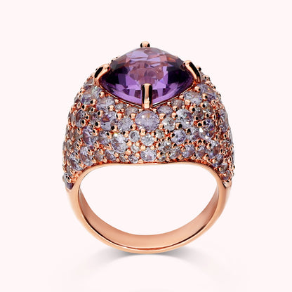 Anello con Prisma Gem Quadrata e Pavè di Cubic Zirconia