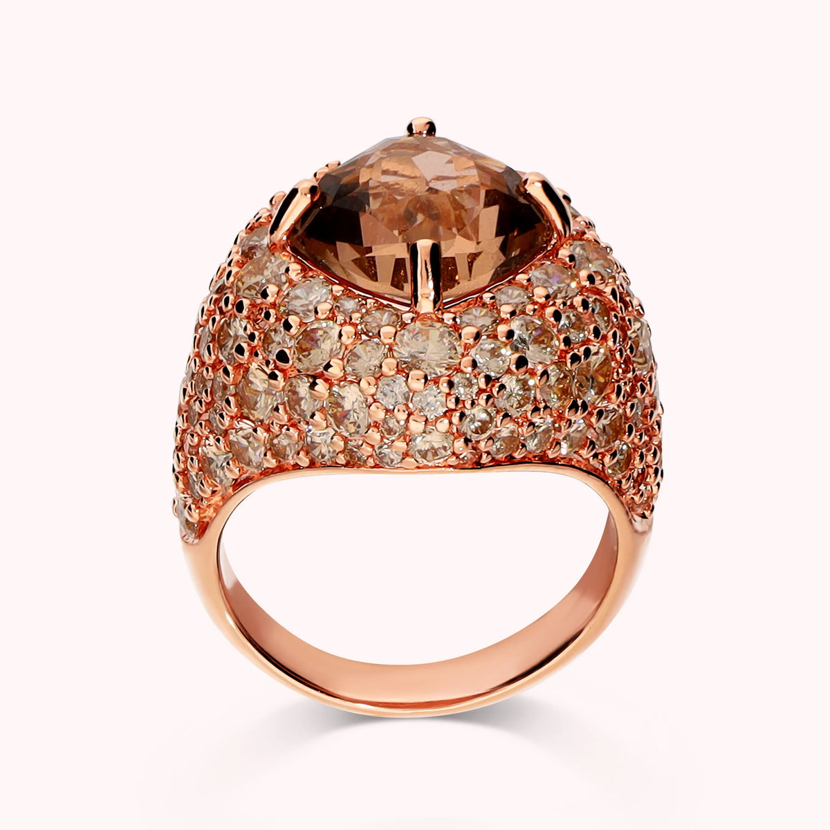 Anello con Prisma Gem Quadrata e Pavè di Cubic Zirconia