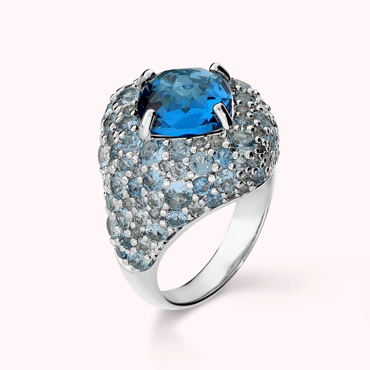 Anello con Prisma Gem Quadrata e Pavè di Cubic Zirconia Placcato Oro 18Kt