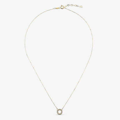 Collana Catena Rolo e Pendente a Cerchio in Cubic Zirconia Oro 375
