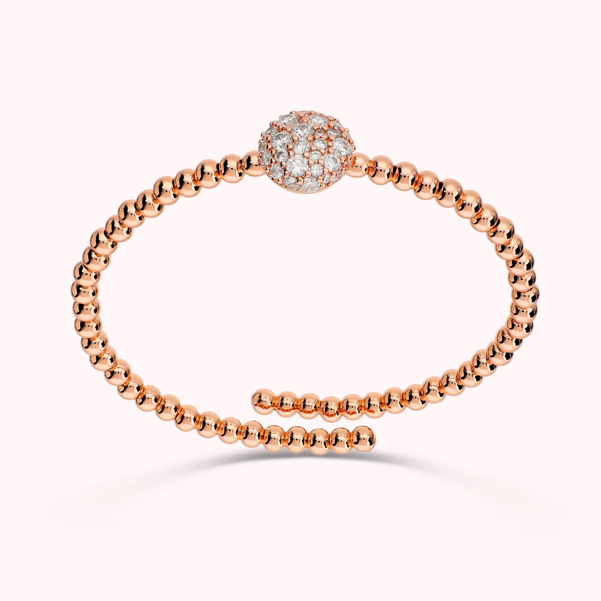 Bracciale Semirigido Contrarié a Palline con Pavè di Cubic Zirconia