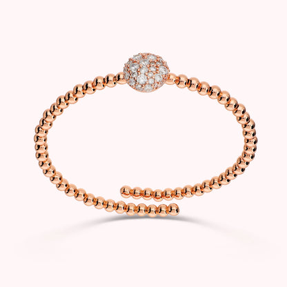 Bracciale Semirigido Contrarié a Palline con Pavè di Cubic Zirconia