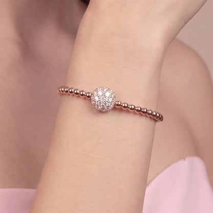 Bracciale Semirigido Contrarié a Palline con Pavè di Cubic Zirconia