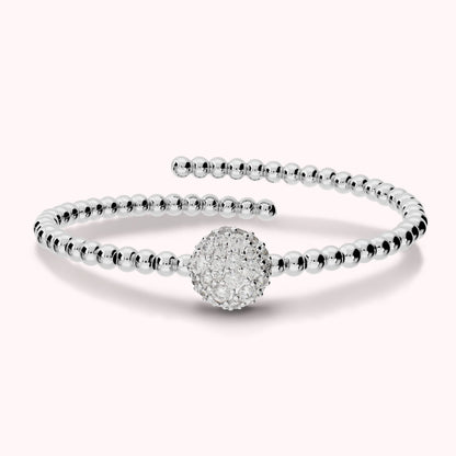 Bracciale Semirigido Contrarié a Palline con Pavè di Cubic Zirconia