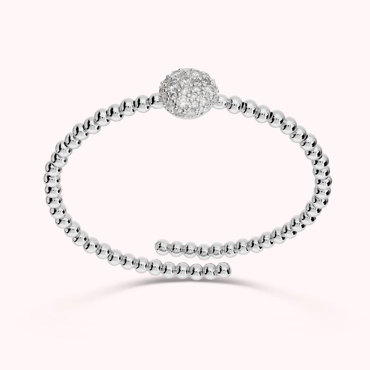 Bracciale Semirigido Contrarié a Palline con Pavè di Cubic Zirconia