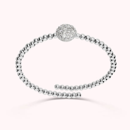 Bracciale Semirigido Contrarié a Palline con Pavè di Cubic Zirconia