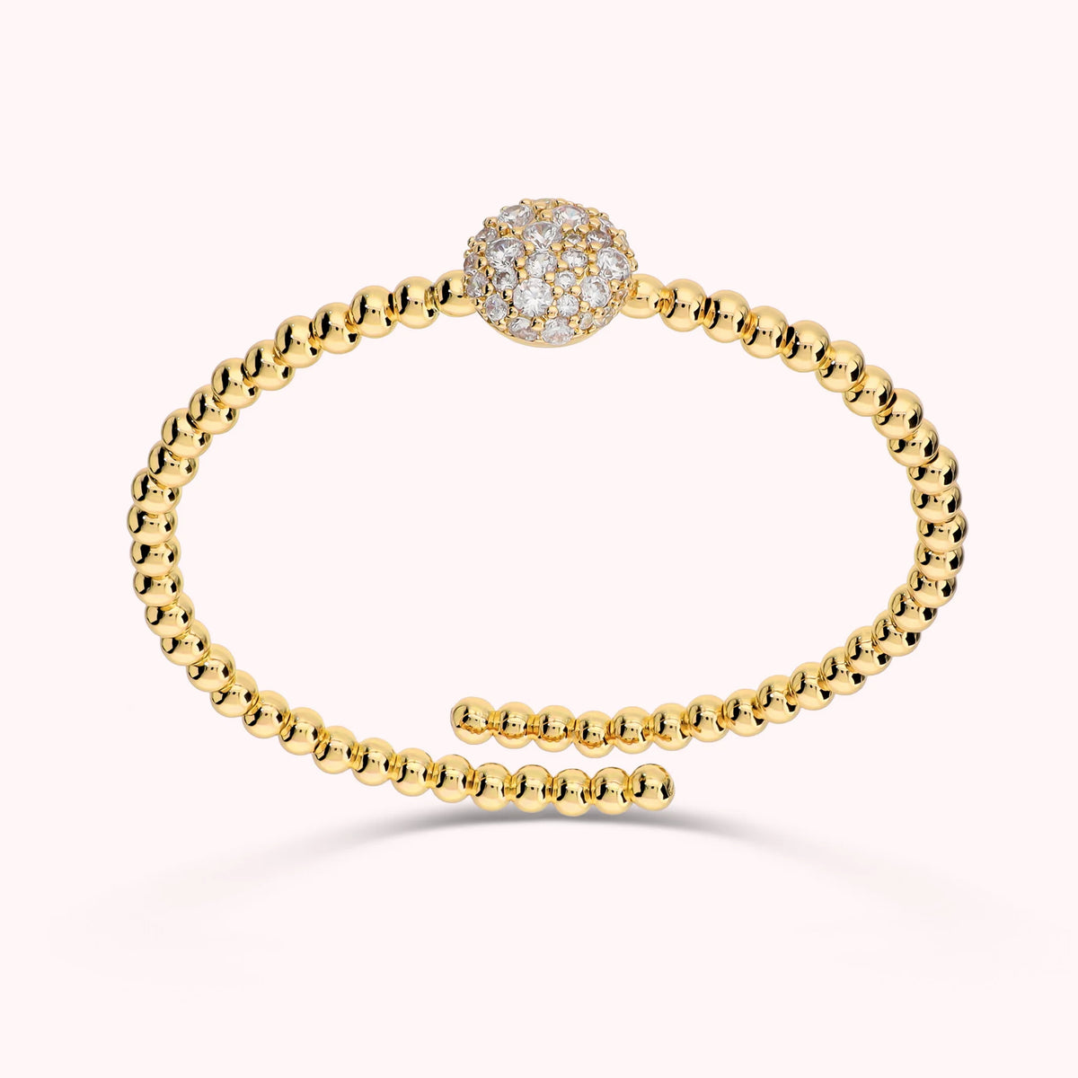 Bracciale Semirigido Contrarié a Palline con Pavè di Cubic Zirconia