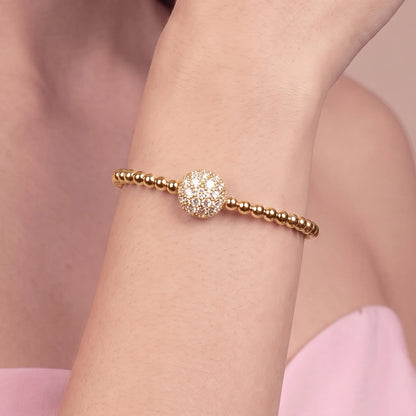 Bracciale Semirigido Contrarié a Palline con Pavè di Cubic Zirconia
