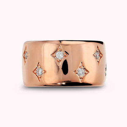 Anello Fedina Étoile con Punti Luce in Cubic Zirconia Placcato Oro 18Kt