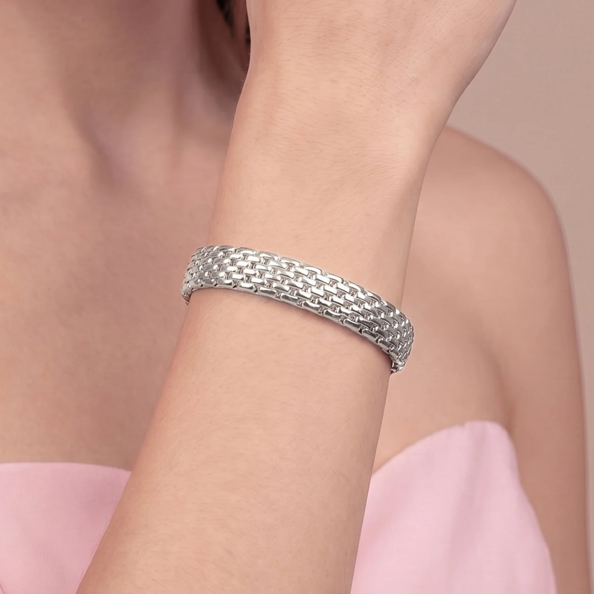 Bracciale Tubolare Mesh Elastico Placcato Oro 18Kt