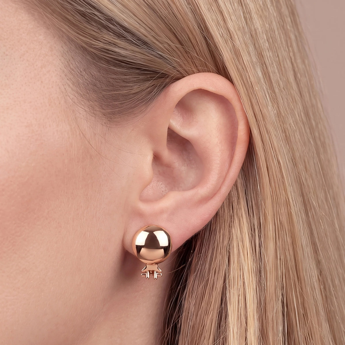 Orecchini a Bottone Lucidi Placcati Oro 18Kt