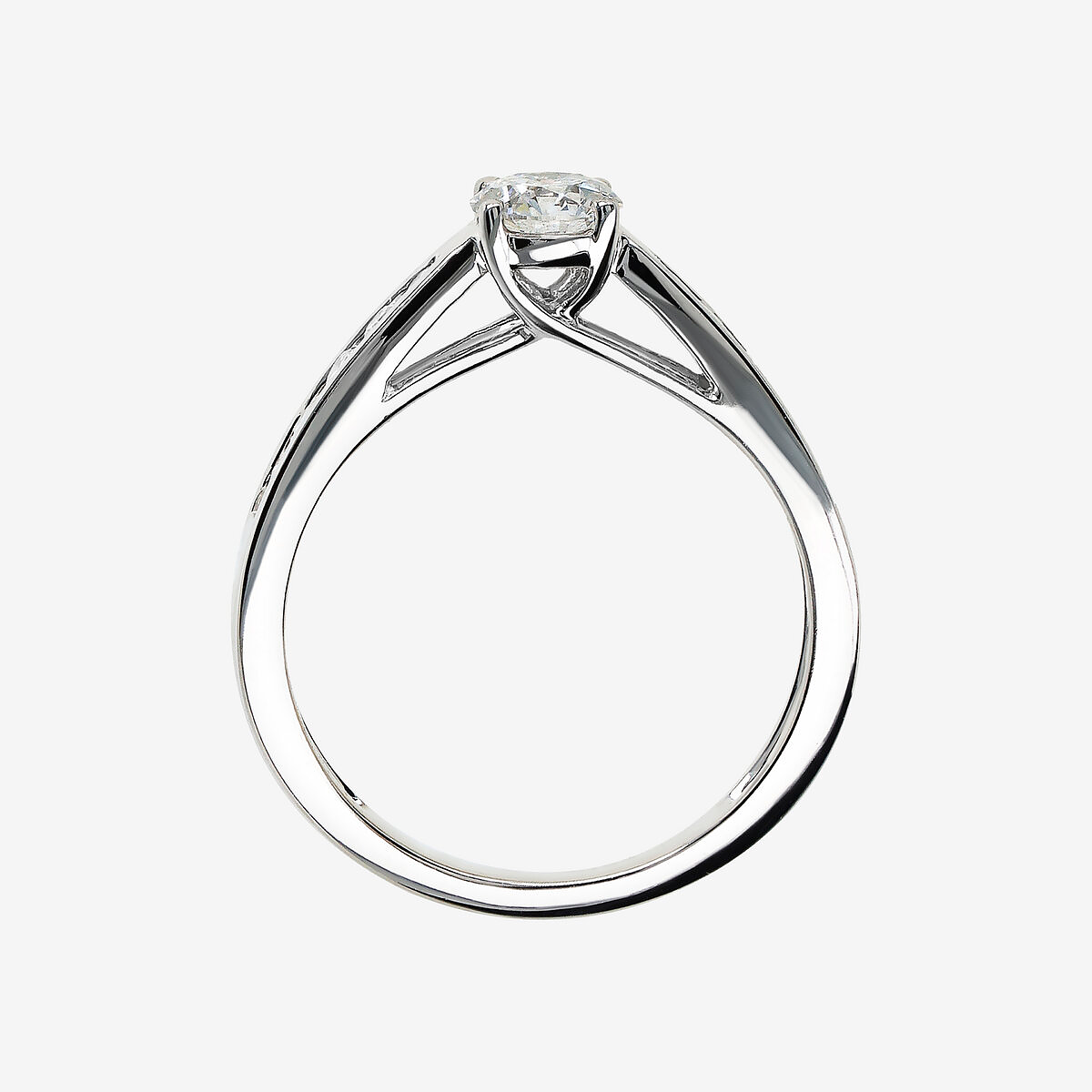 Anello Solitario Oro Bianco 375 con Diamanti Graduati Lab Grown 0.75Ct