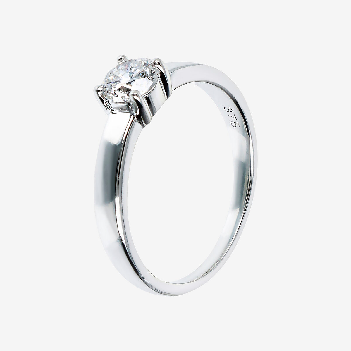 Anello Solitario Oro Bianco 375 con Diamante Lab Grown 0.5Ct