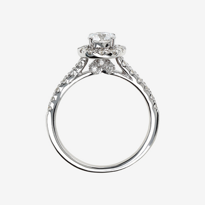 Anello Solitario Oro Bianco 375 con Pavé e Diamante Lab Grown 0.97Ct