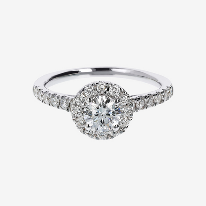 Anello Solitario Oro Bianco 375 con Pavé e Diamante Lab Grown 0.97Ct