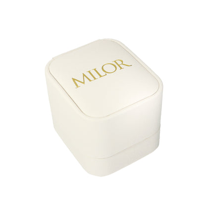 MILOR NEUF PETIT BOÎTE EN PU BEIGE + BOUCLES D'OREILLES