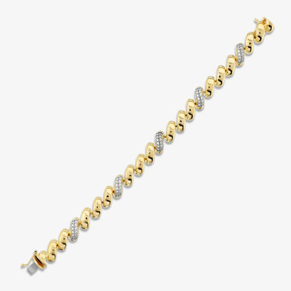 Bracciale Maglia San Marco in Argento 925 placcato Oro Giallo 18Kt con Cubic Zirconia
