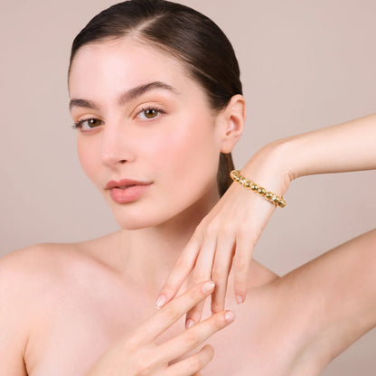 Bracciale in Argento 925 placcato Oro Giallo 18Kt con Bead e Cubic Zirconia