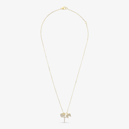 Collana in Argento 925 placcato Oro Giallo 18Kt con Condoli in Pavé di Cubic Zirconia