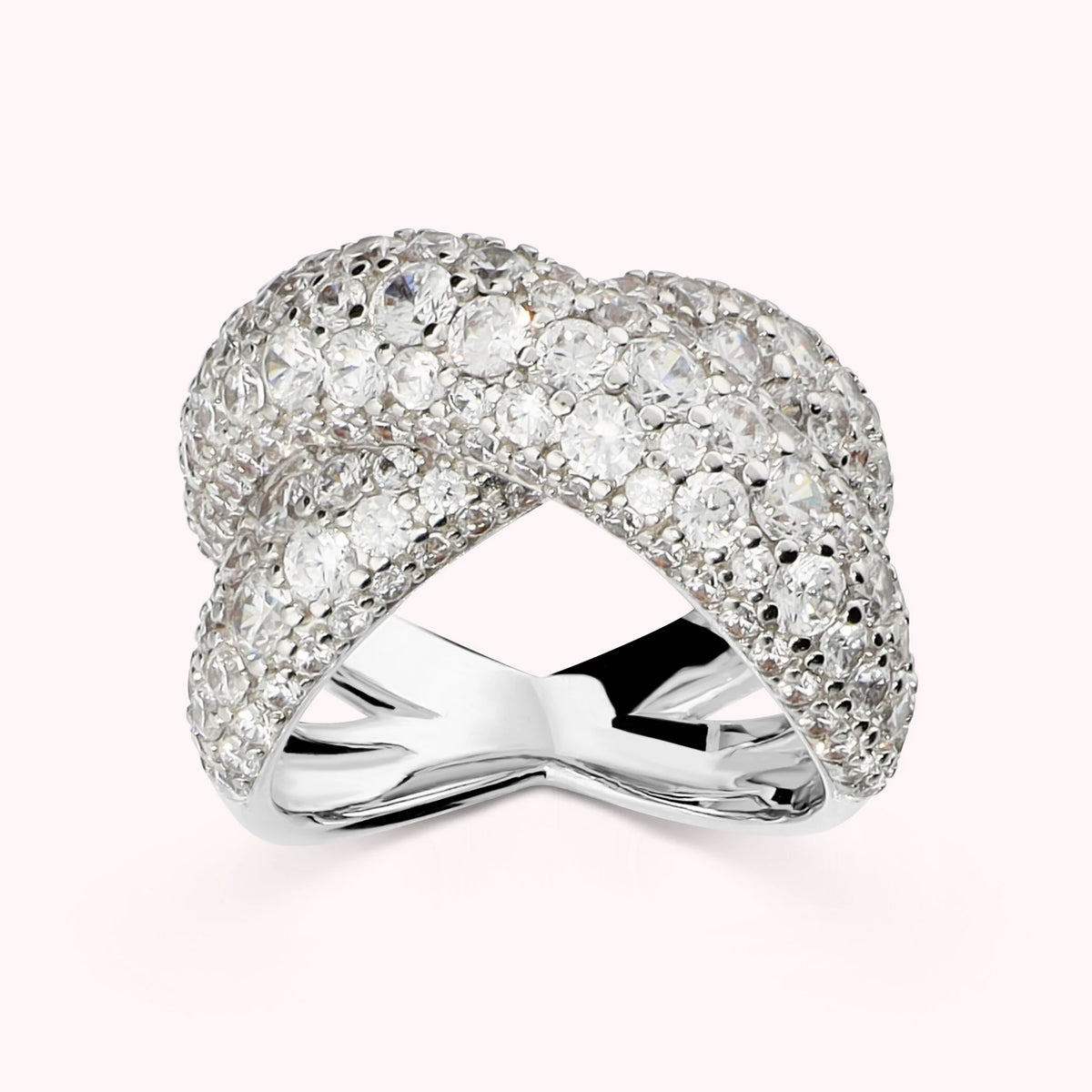 Anello a Intreccio in Pavè di Cubic Zirconia Placcato Oro 18Kt