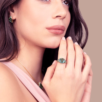 Anello con Pavé Misto e Prisma Gem