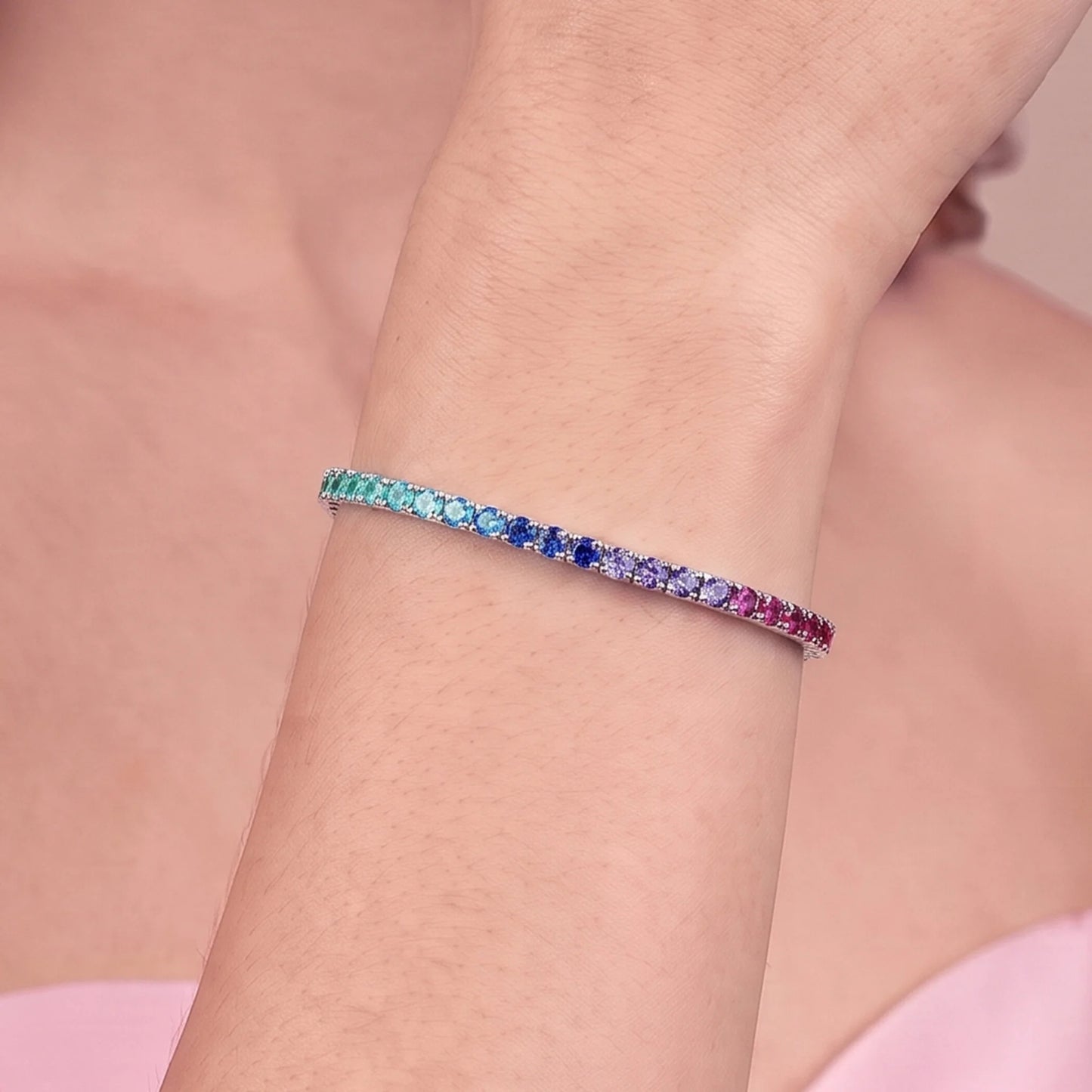 Rigid White Tennis Bracelet with Cubic Zirconia