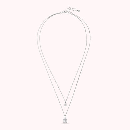 Collana Doppia Attimi di Luce con Cubic Zirconia Bianche a Goccia