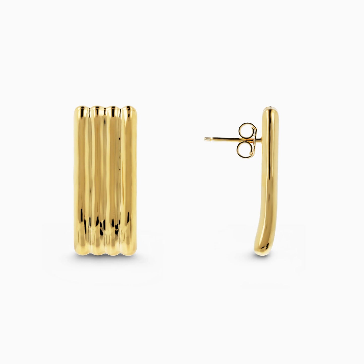 Orecchini a Lobo in Argento 925 placcato Oro Giallo 18Kt Finitura Rigata
