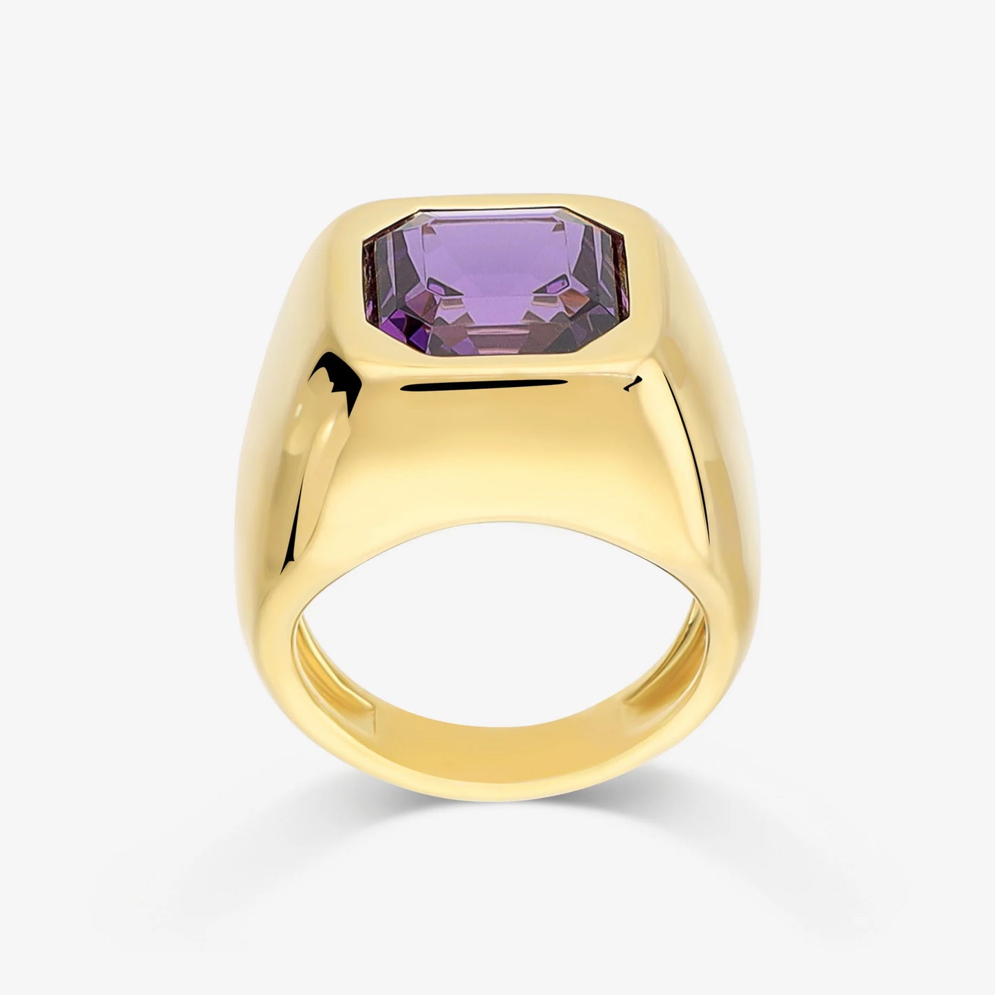 Anello Chevalier in Argento 925 placcato Oro Giallo 18Kt con Prisma Gem Viola