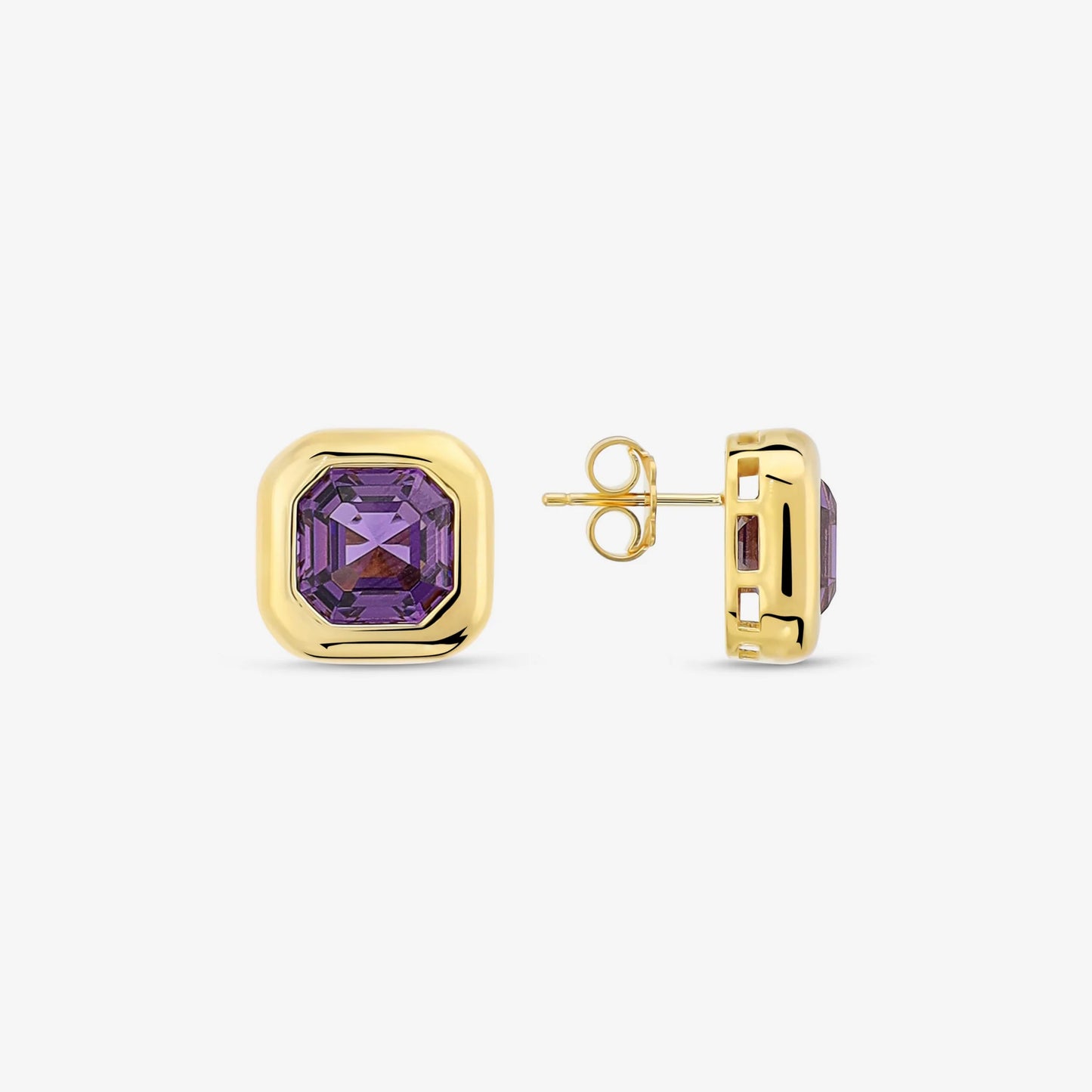 Orecchini in Argento 925 placcato Oro Giallo 18Kt con Prisma Gem Viola