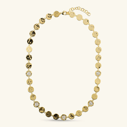 Collana Eclissi Dorata con Pavé di Cubic Zirconia