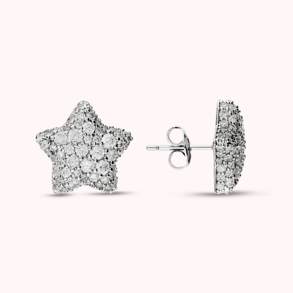 Orecchini a Lobo Stella con Pavè in Cubic Zirconia Placcati Oro 18Kt