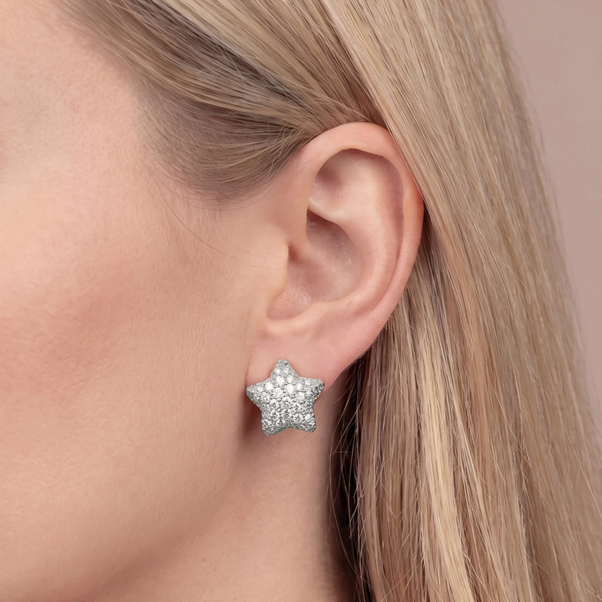 Orecchini a Lobo Stella con Pavè in Cubic Zirconia Placcati Oro 18Kt