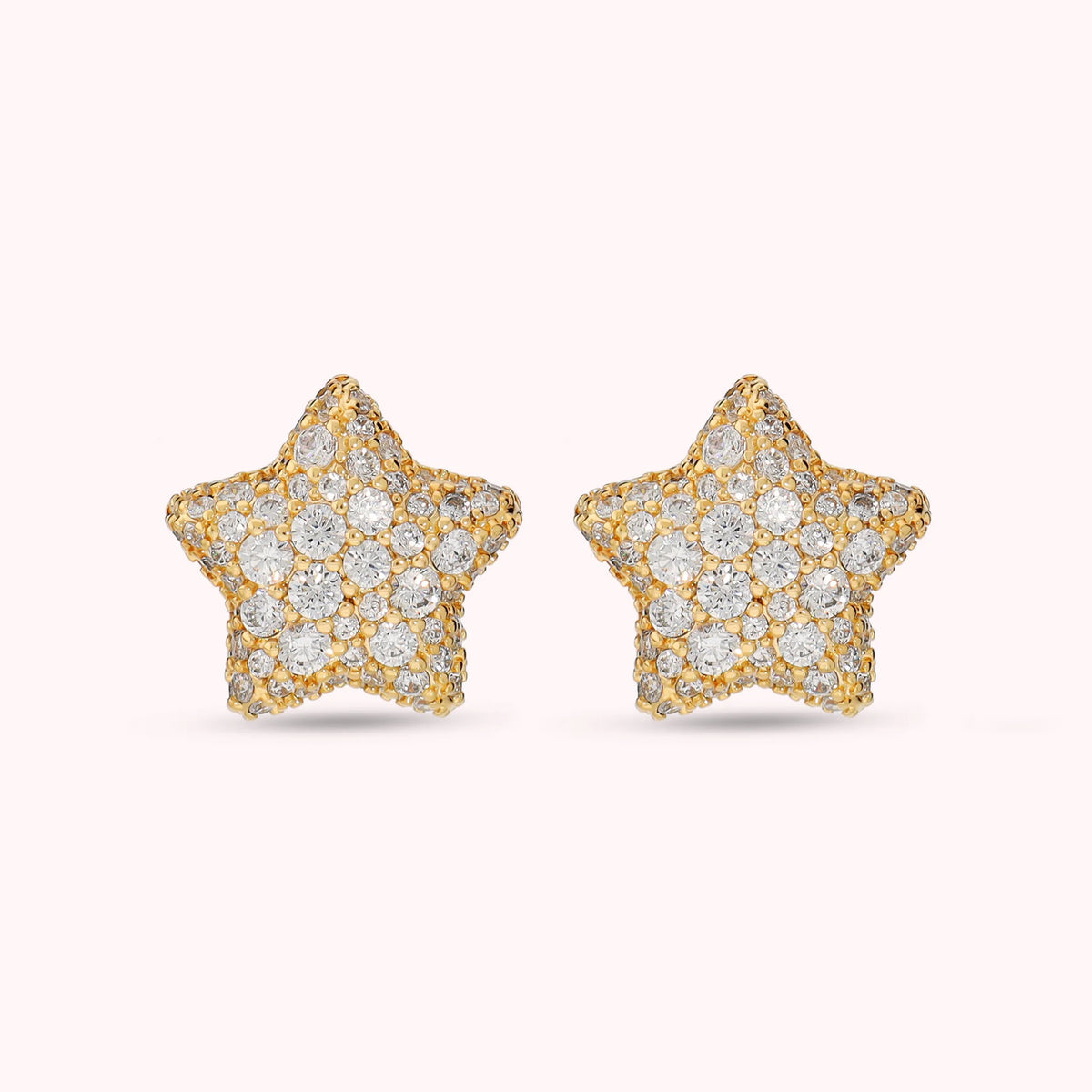 Orecchini a Lobo Stella con Pavè in Cubic Zirconia Placcati Oro 18Kt