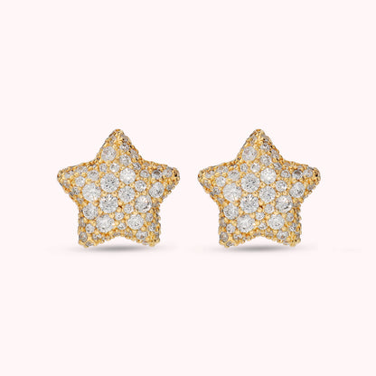 Orecchini a Lobo Stella con Pavè in Cubic Zirconia Placcati Oro 18Kt