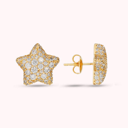 Orecchini a Lobo Stella Con Pavè in Cubic Zirconia