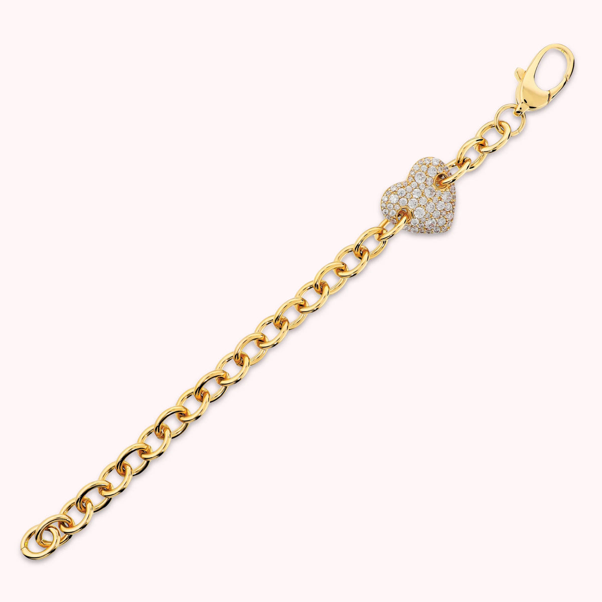 Bracciale Maglia Rolò con Cuore in Pavè di Cubic Zirconia Placcato Oro 18Kt