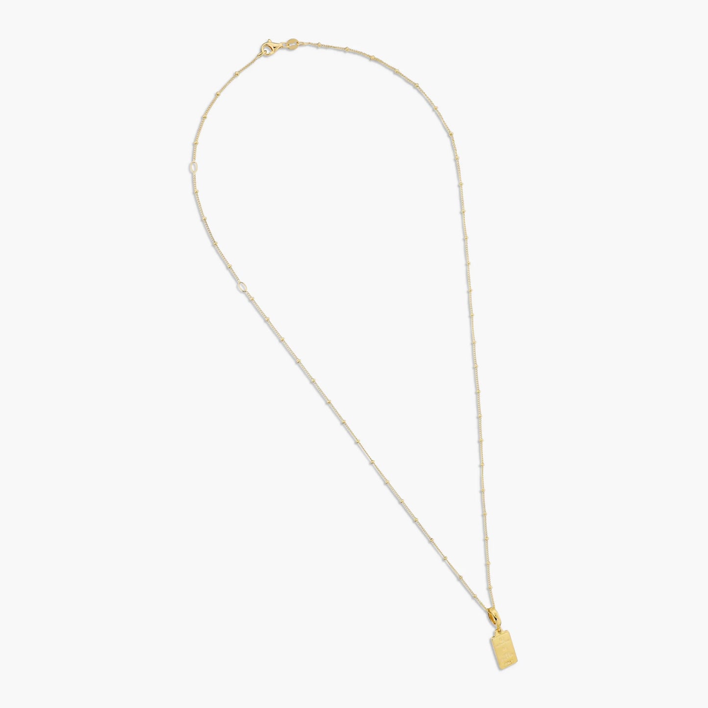 Collana in Argento 950 placcato Oro Giallo 18Kt con Pendente Lingotto Lucido