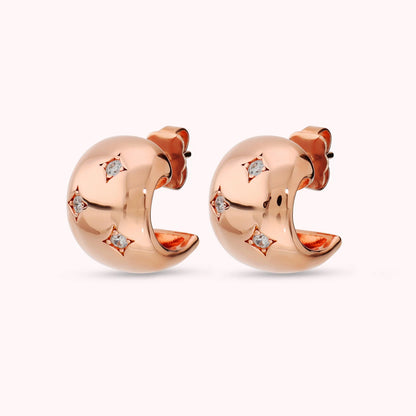 Orecchini Étoile con Punti Luce Bombati in Cubic Zirconia Placcati Oro 18Kt
