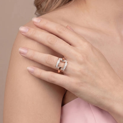 Anello Cocktail con Quadrato in Cubic Zirconia