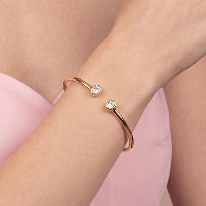 Bracciale Rigido Apribile Con Doppia Cubic Zirconia Ovale