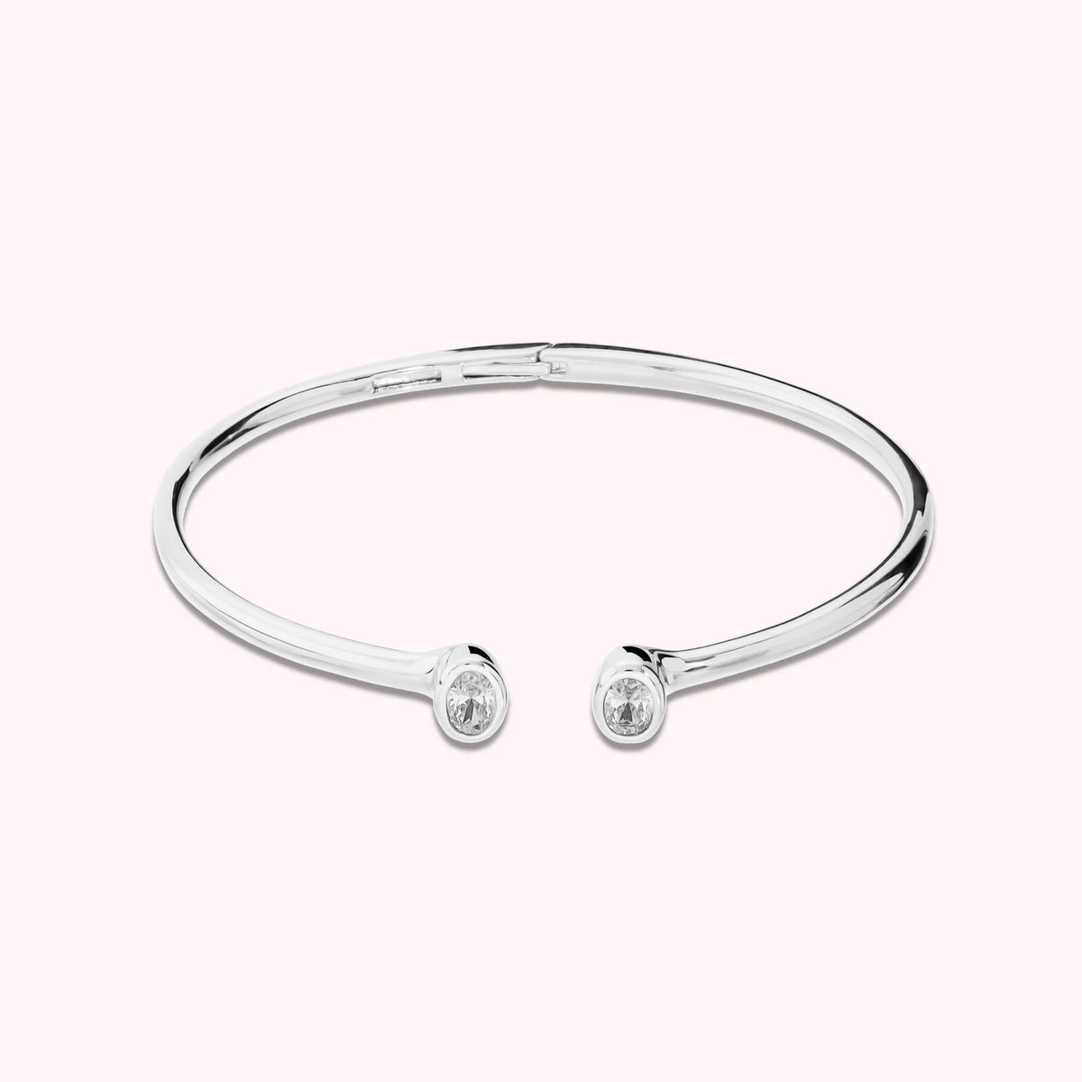 Bracciale Rigido Apribile con Doppia Cubic Zirconia Ovale Placcato Oro 18Kt
